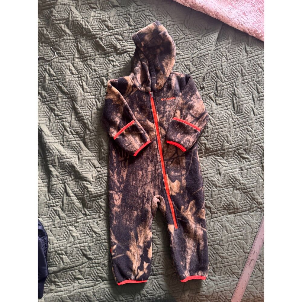 Columbia Infant Camo Fleece Bunting Suit 12-18 Months Orange Zip